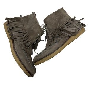 Trask Flora Fringed Suede Boots, 8